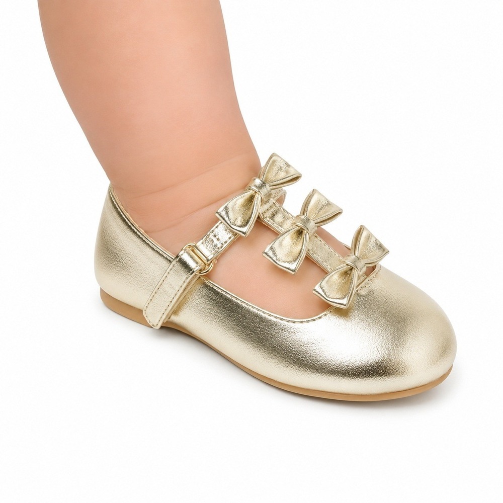 Toddler Girls Cat & Jack Eliana Mary Jane Flats Gold Size 5 New With Tags